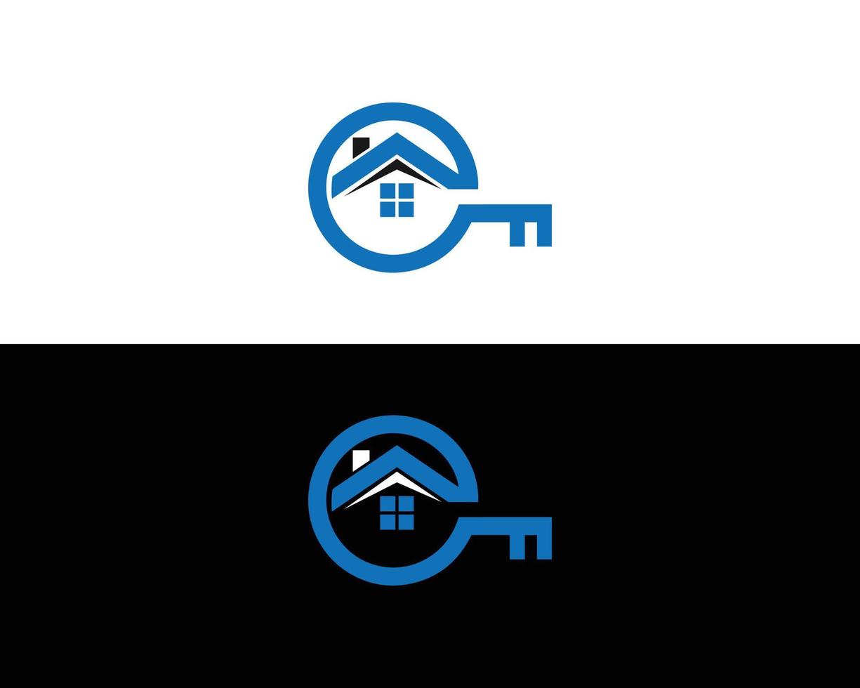 Key Real Estate logo, key and house icon combination design template vector illustration.