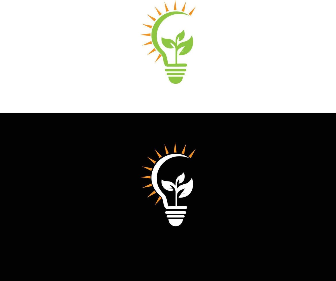 Green leaf energy icon with light bulb and Green concept. Safe idea concept. vector