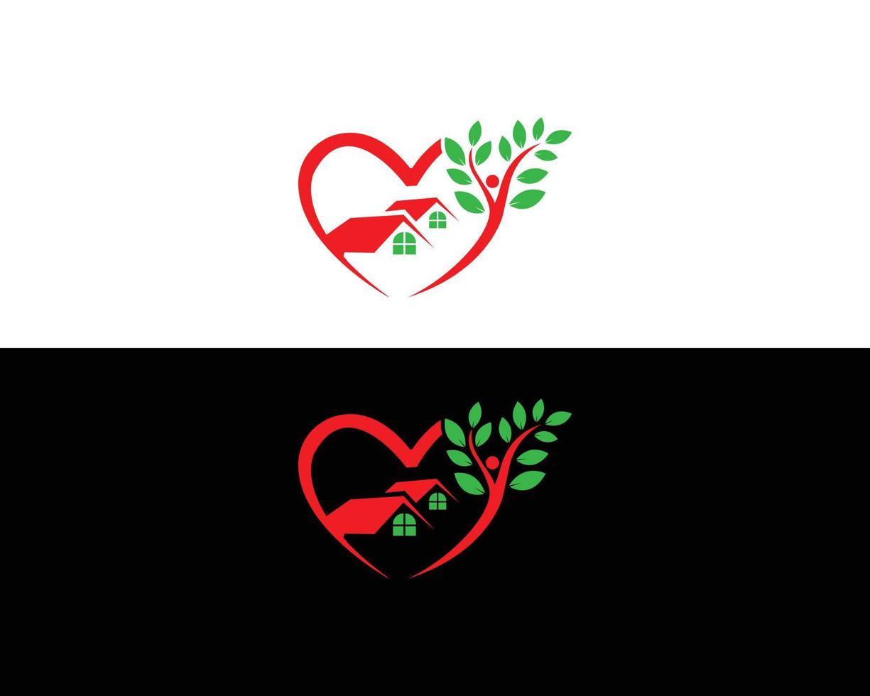 diseño del logotipo de love life home, diseño de plantilla de atención domiciliaria. vector