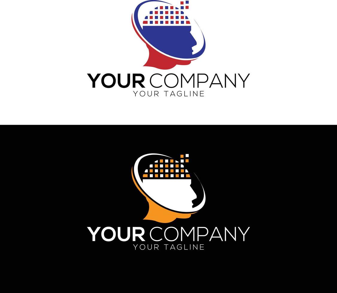 Digital Mind And Brain Logo Template Design vector