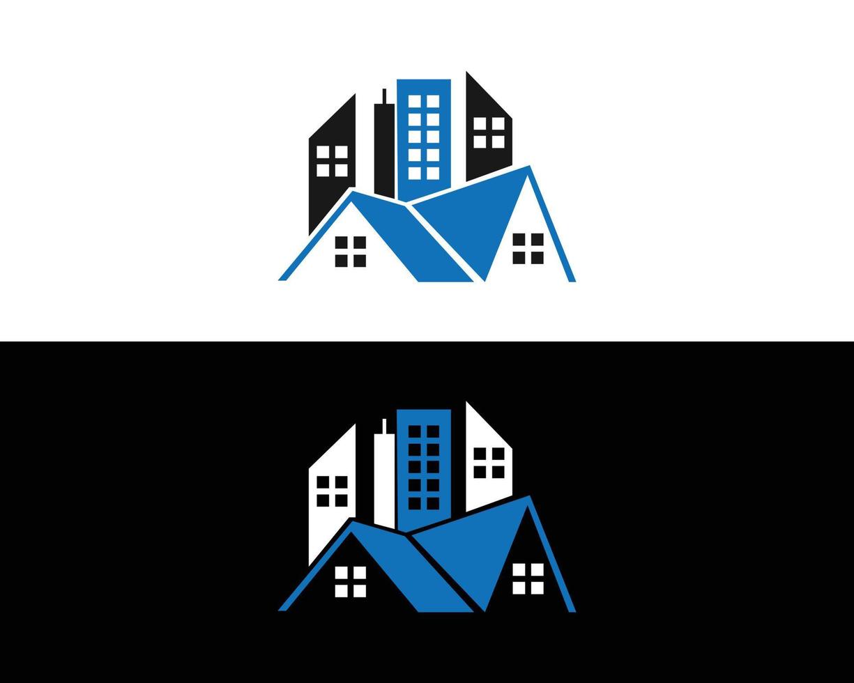 diseño vectorial del logotipo de bienes raíces, edificios, construcción y arquitectura. vector