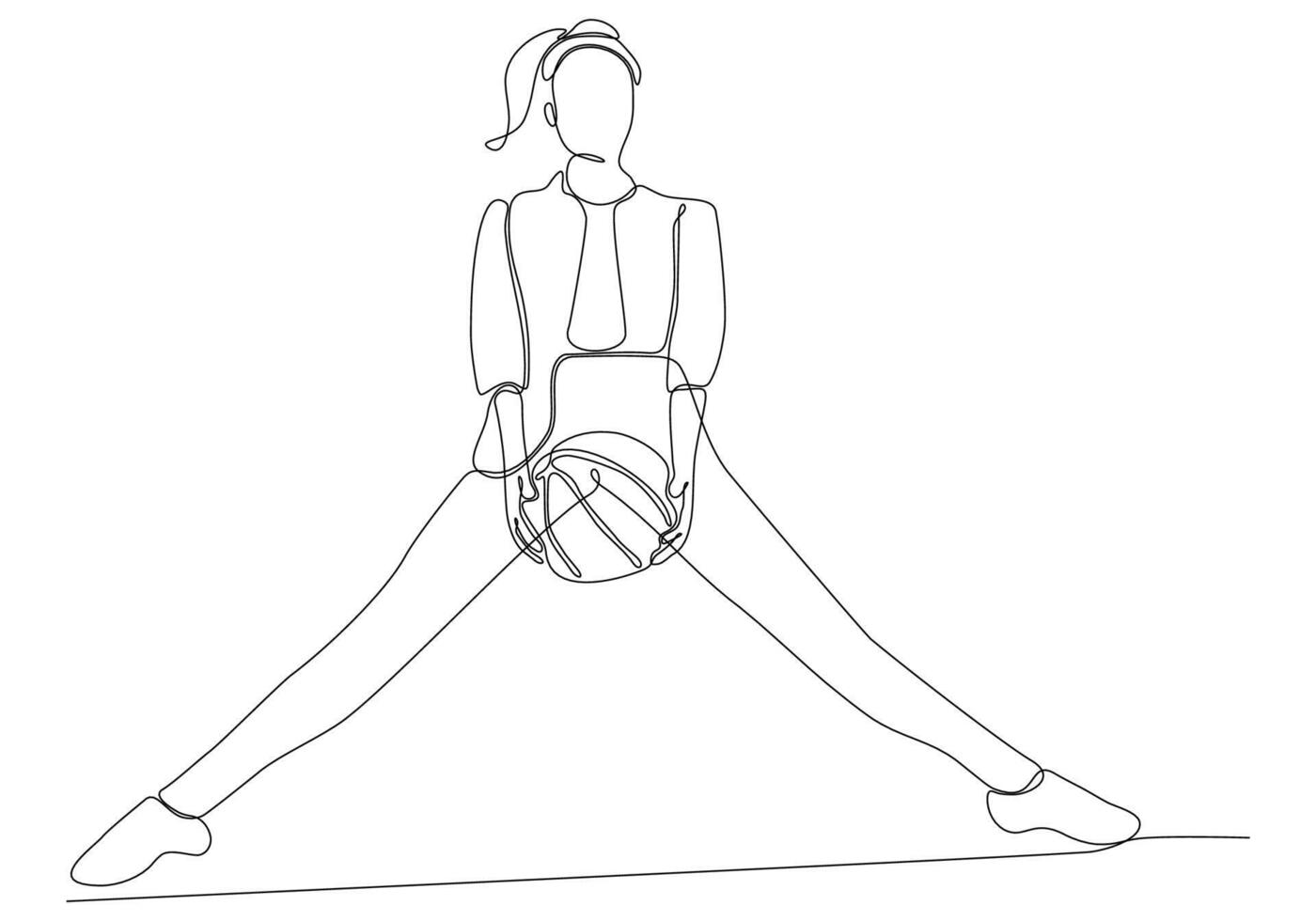 Continuous line art of woman playing basketball vector