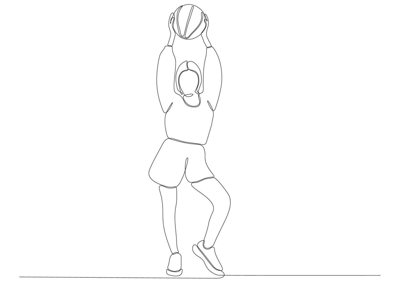 arte de línea continua de mujer jugando baloncesto vector