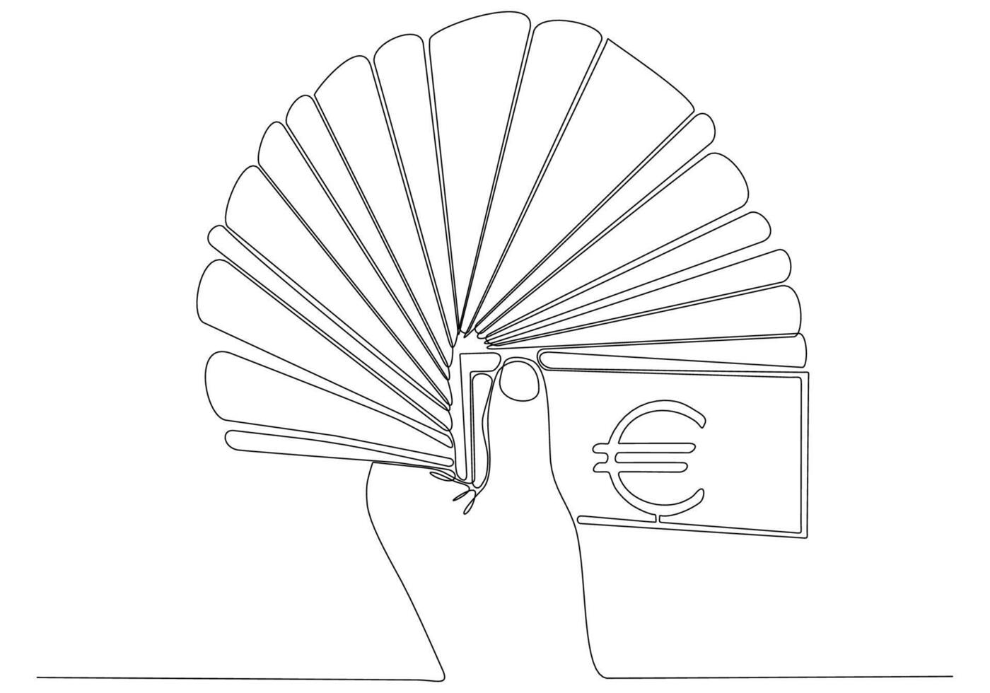 dibujo de línea continua de dar dinero, euro vector