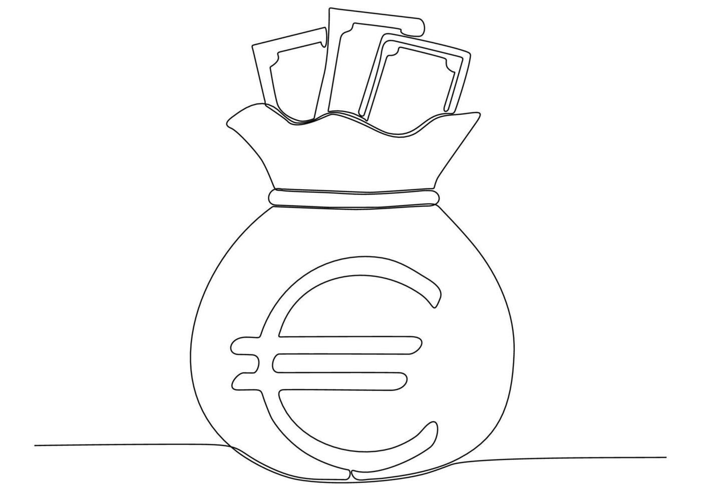 continuous line of money sacks euro vector illustration