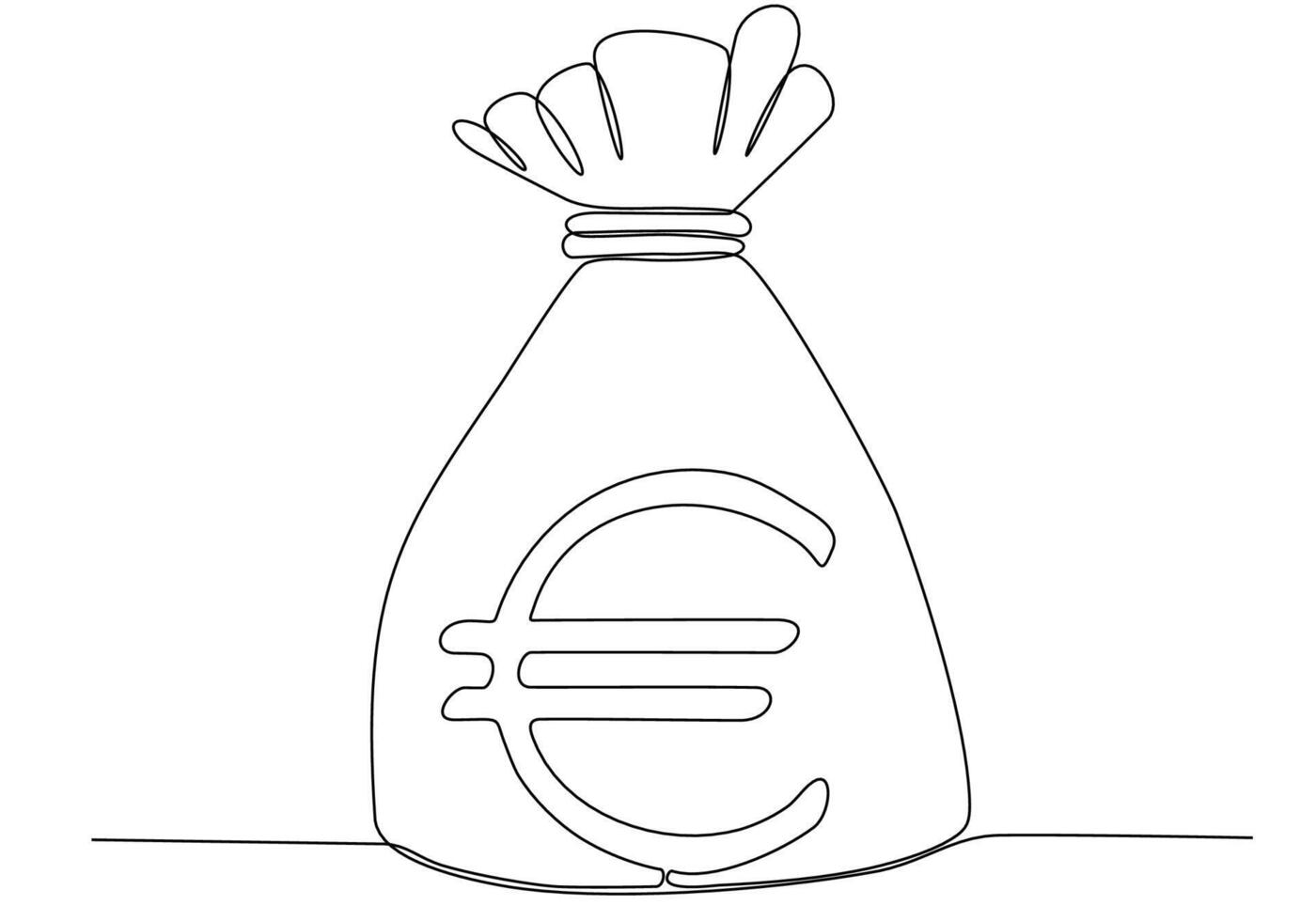 línea continua de sacos de dinero euro ilustración vectorial vector