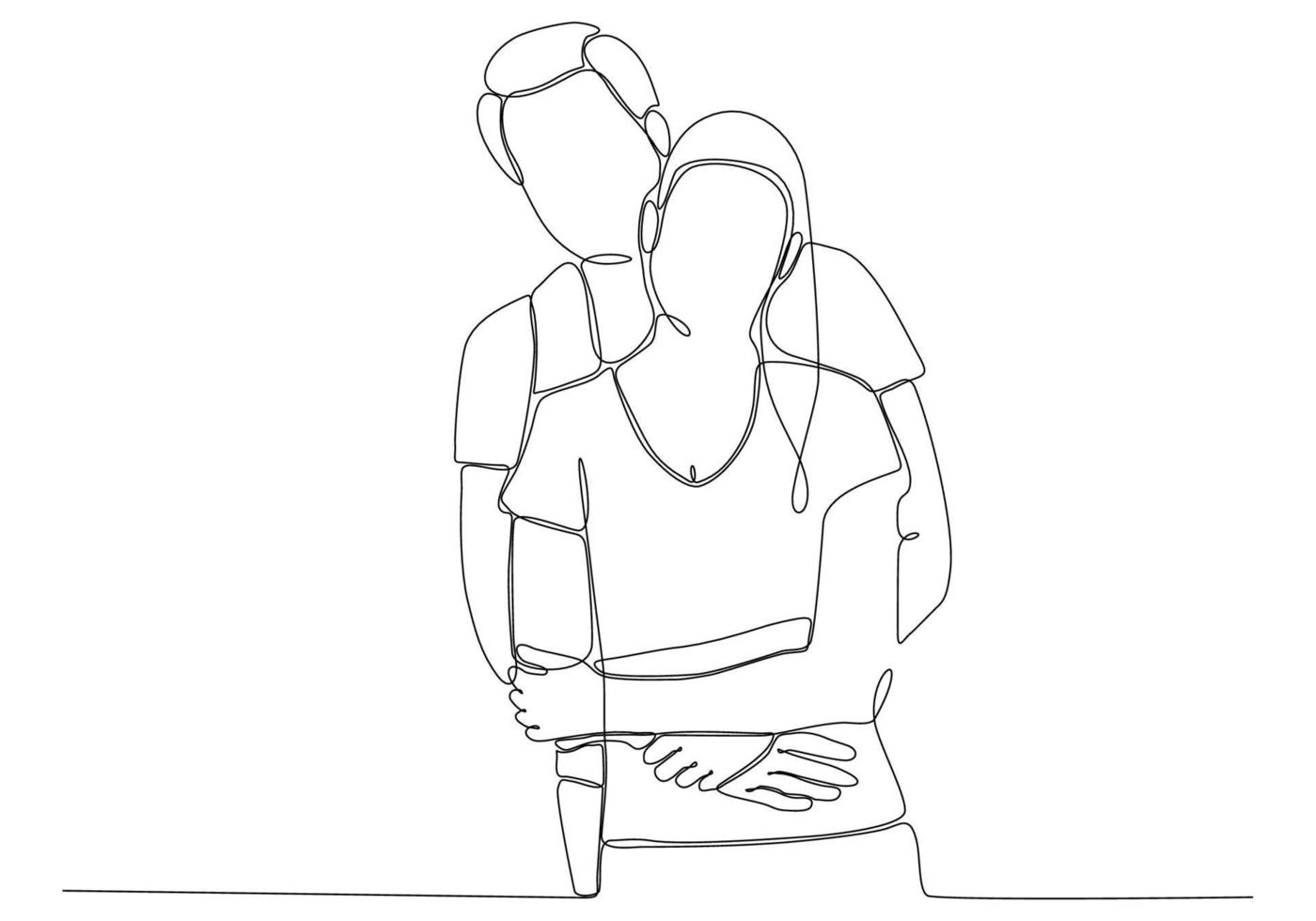 one line drawing hugging a couple vector