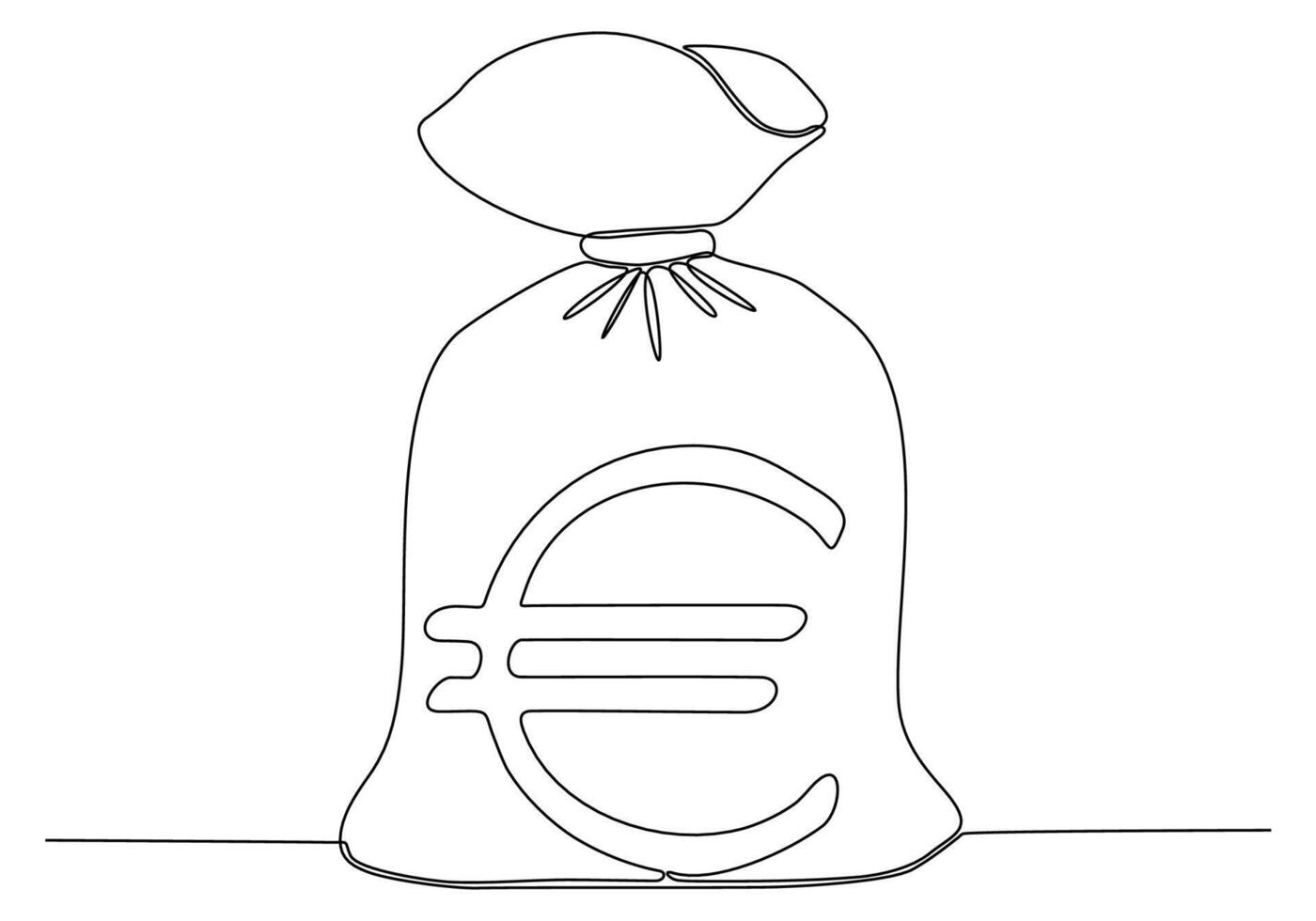 línea continua de sacos de dinero euro ilustración vectorial vector