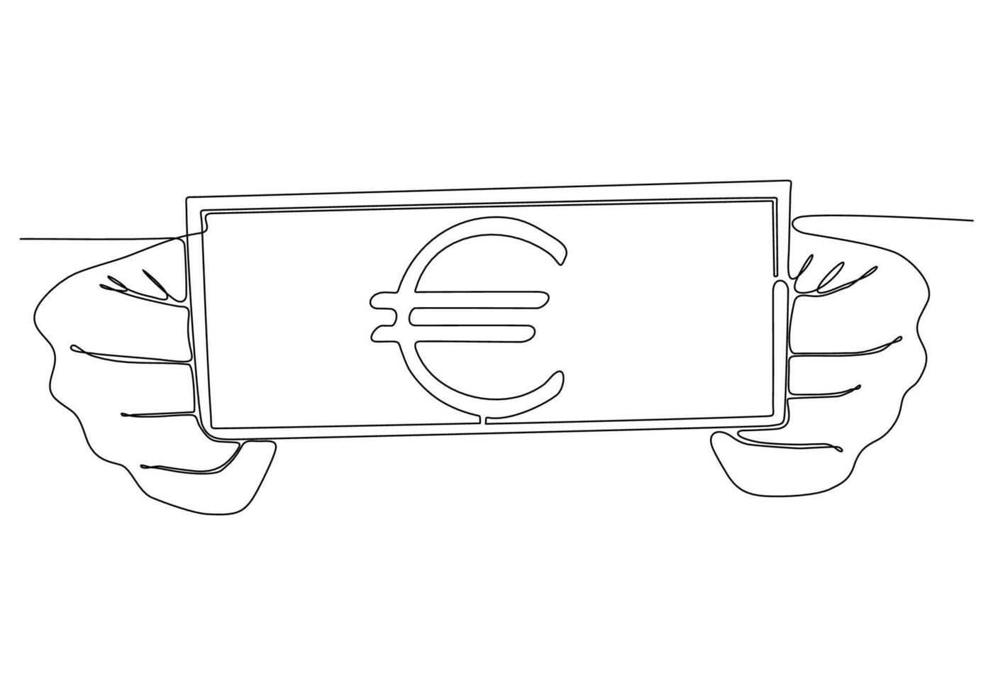 continuous line drawing of giving money, euro vector