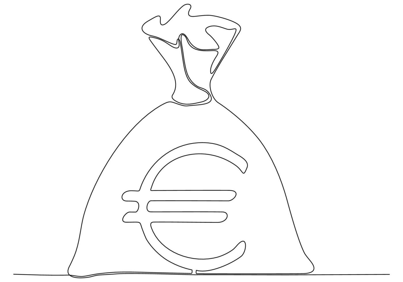 línea continua de sacos de dinero euro ilustración vectorial vector