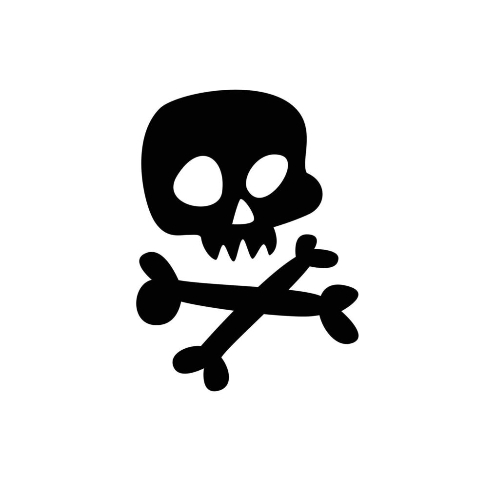 Cartoon skull. Vector. Flat icon of stylized human skull. Great sign. Jolly Roger. The symbol for the logo. Sticker. vector