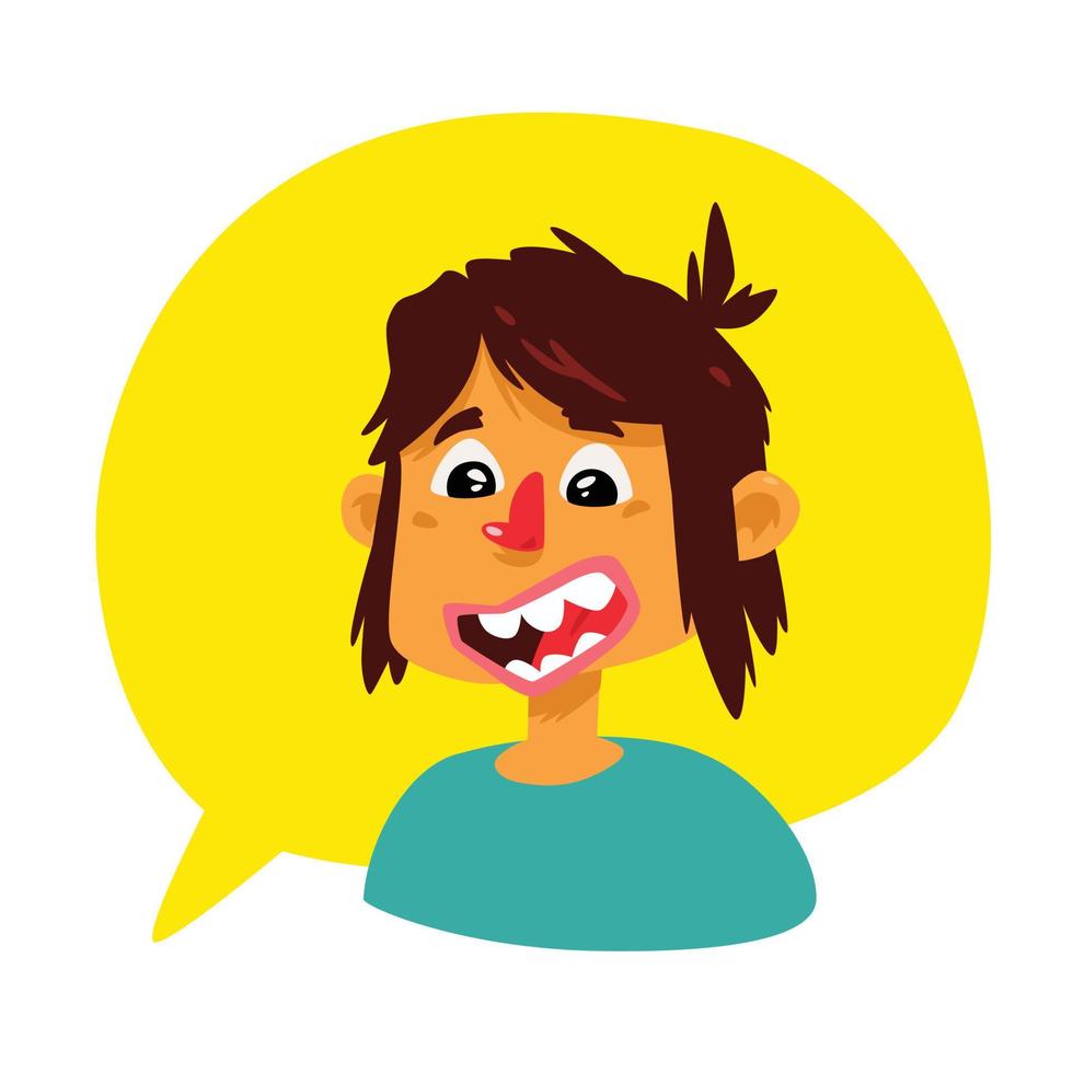 A young man in a comic bubble. Vector. Avatar of the guy. The boy communicates in the chat. Illustration in the cartoon style. The illustration is isolated on a white background. Mascot. vector