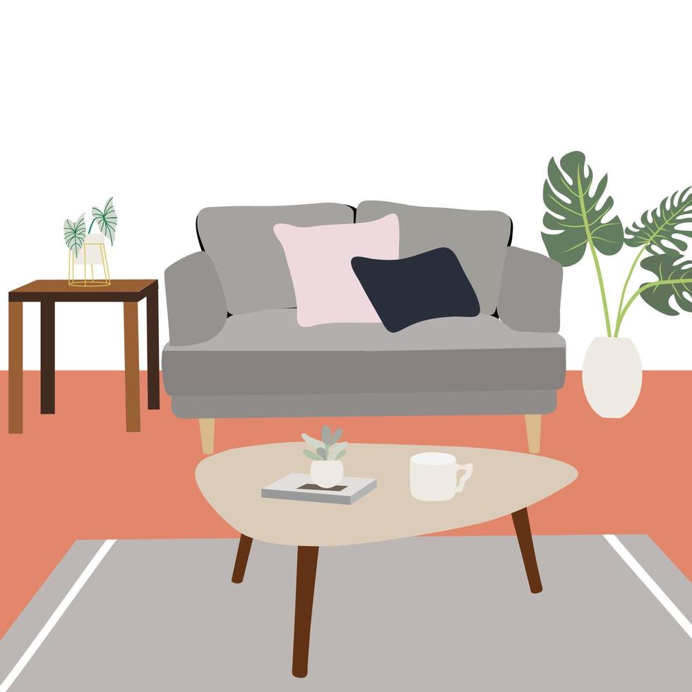 living room with furniture vector