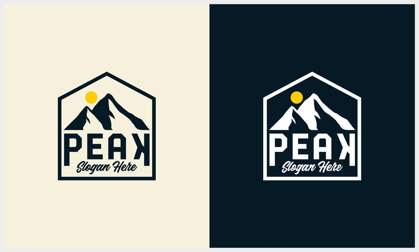 simple Mountain badge with sun illustration logo template vector