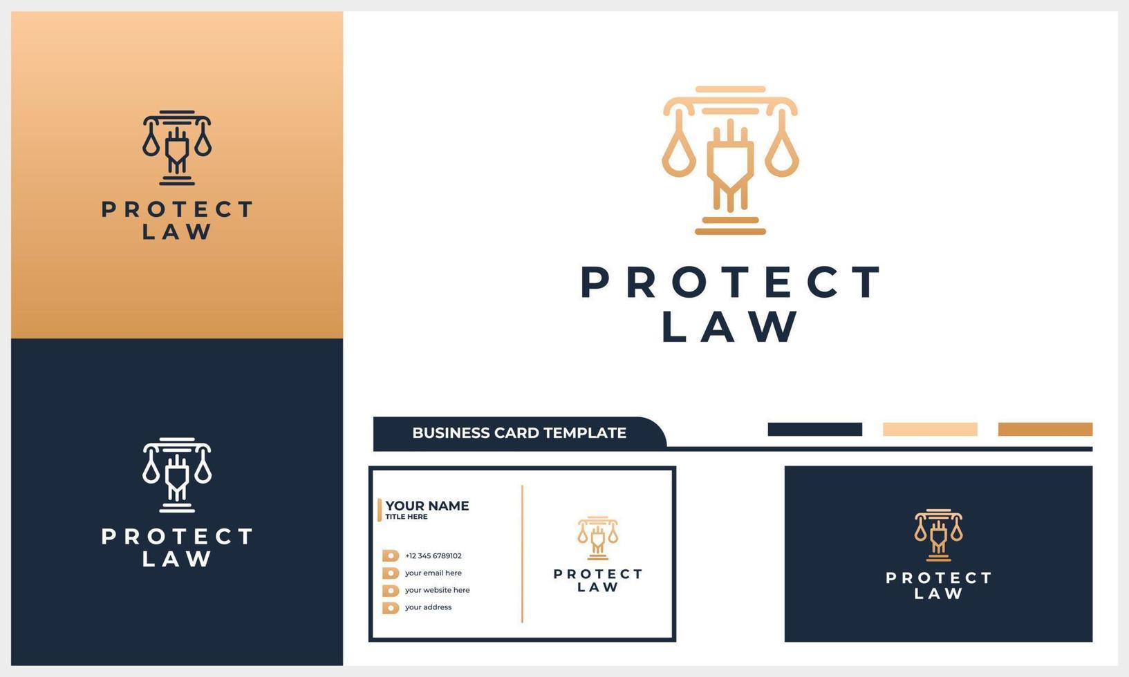 Law firm abstract with pillar and shield logo luxury and business card template vector