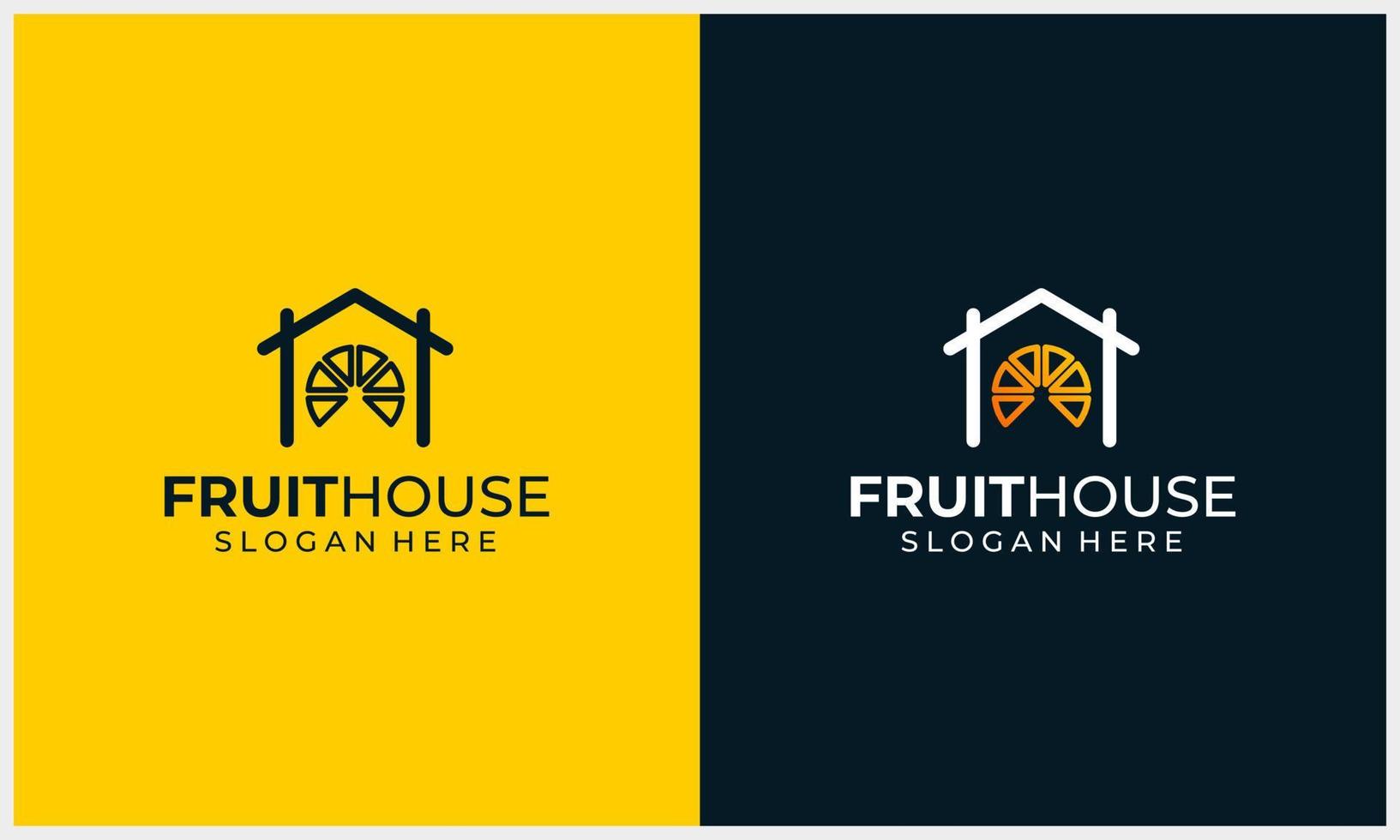 house with fruit illustration logo design template vector