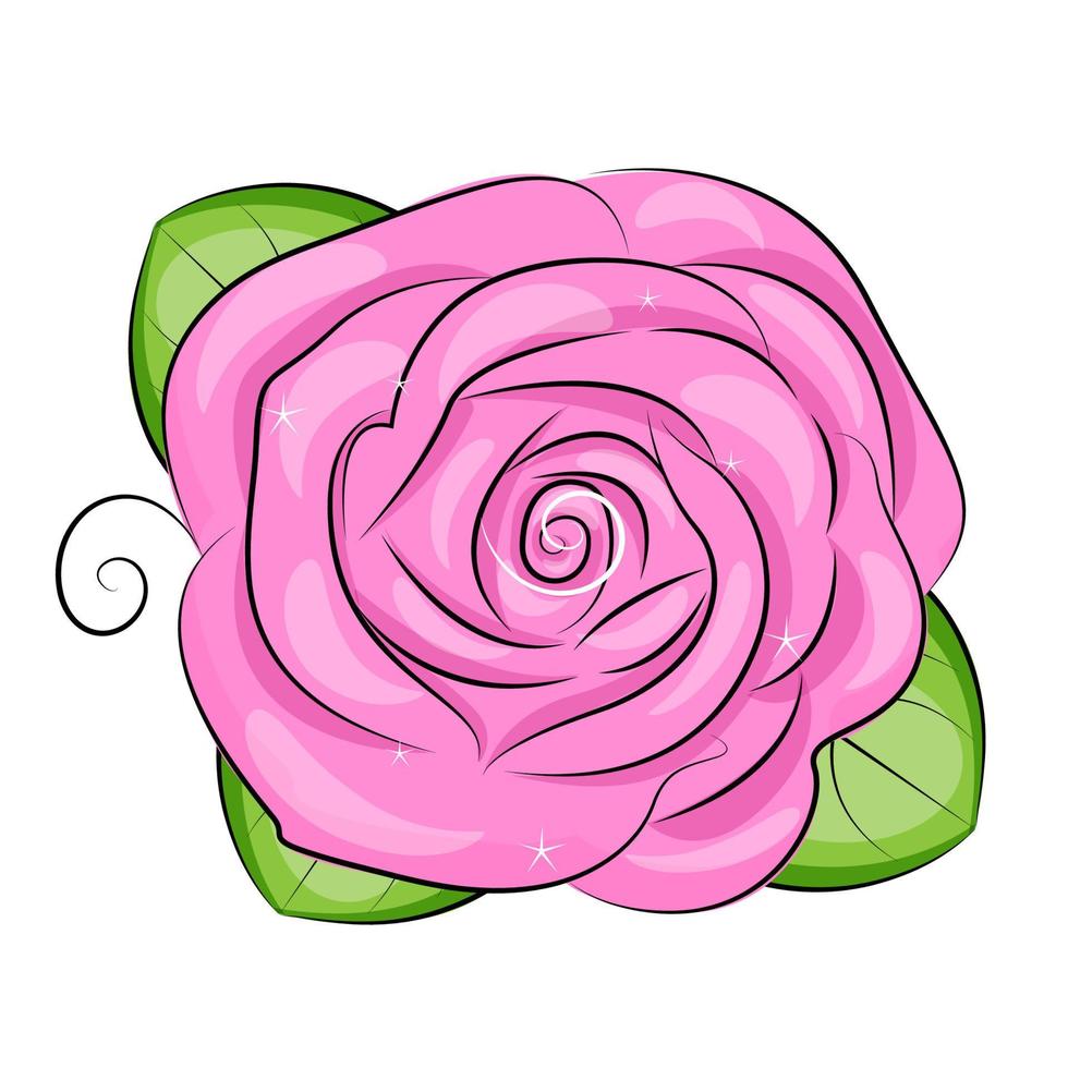 Cartoon rose, Design element, textile print, vector illustration