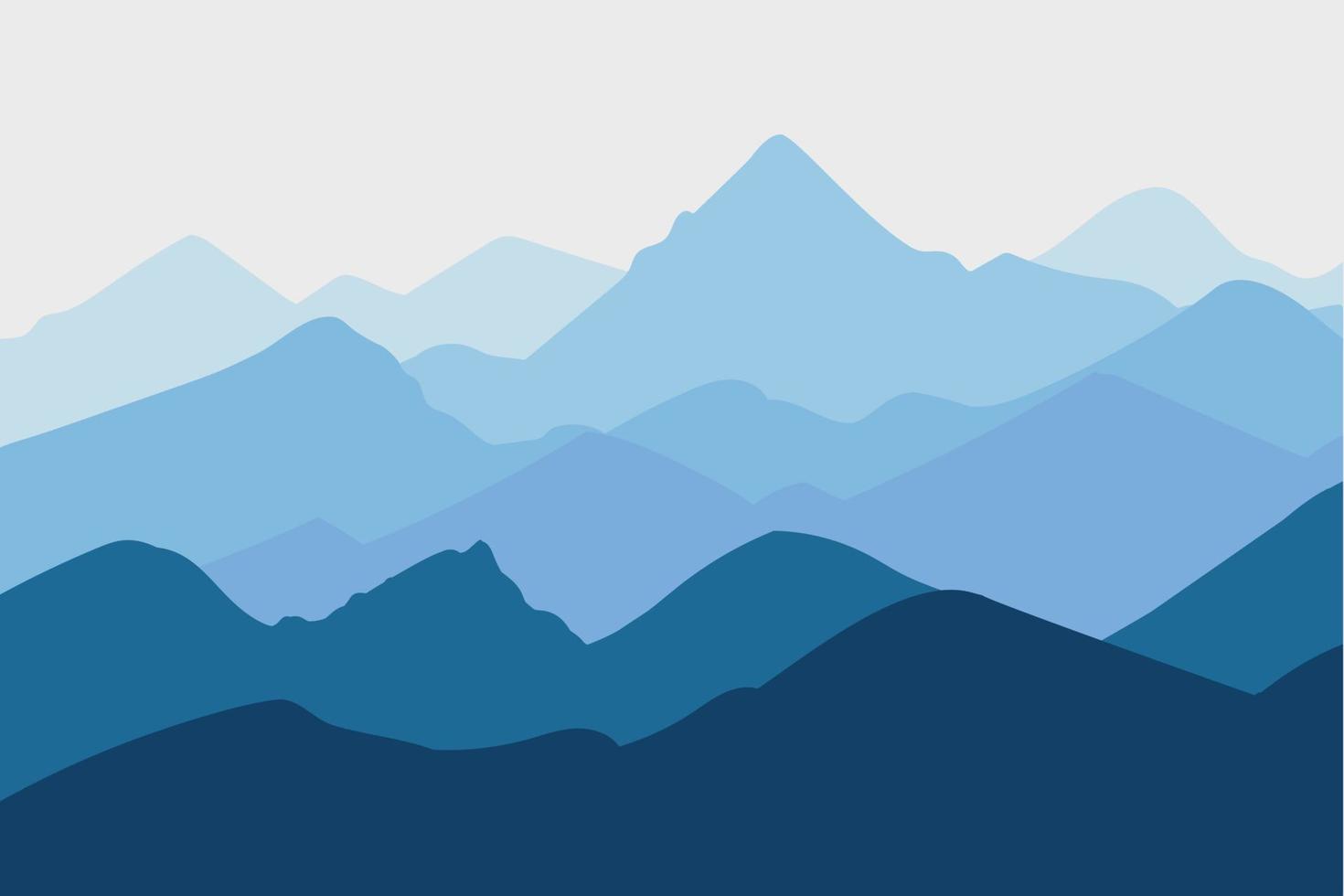 Vector illustration mountains. Mysterious landscape of forest, mountaings in fog