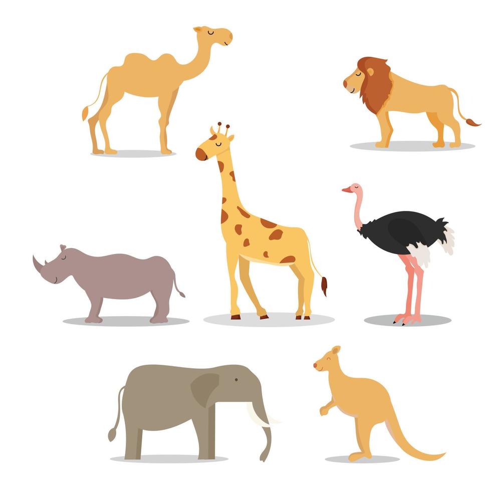 cartoon animal collection white background vector