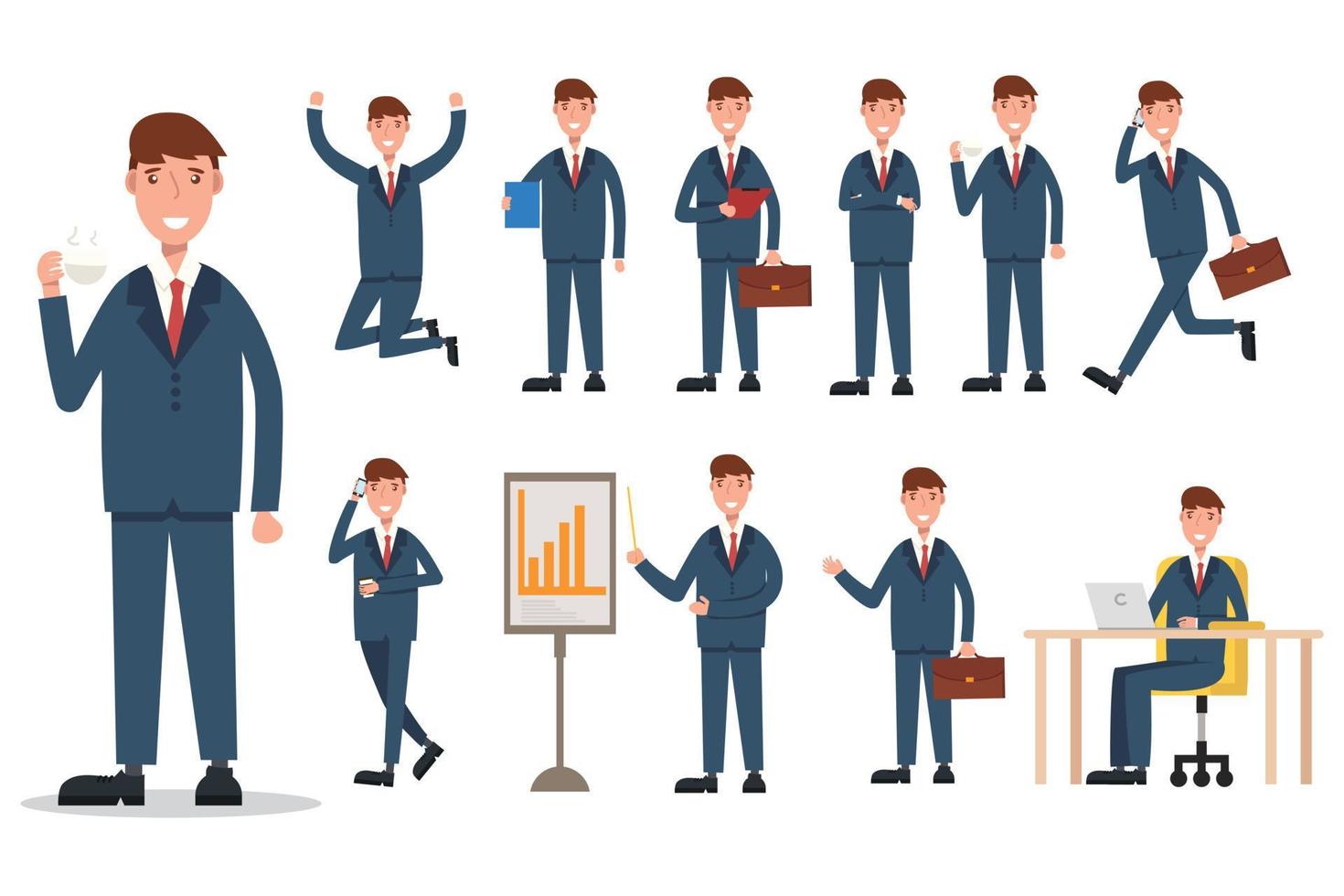 set Businessman working character design . Vector