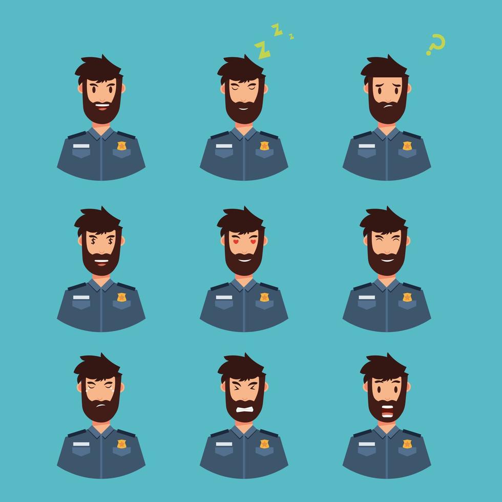 set  police character Vector illustration