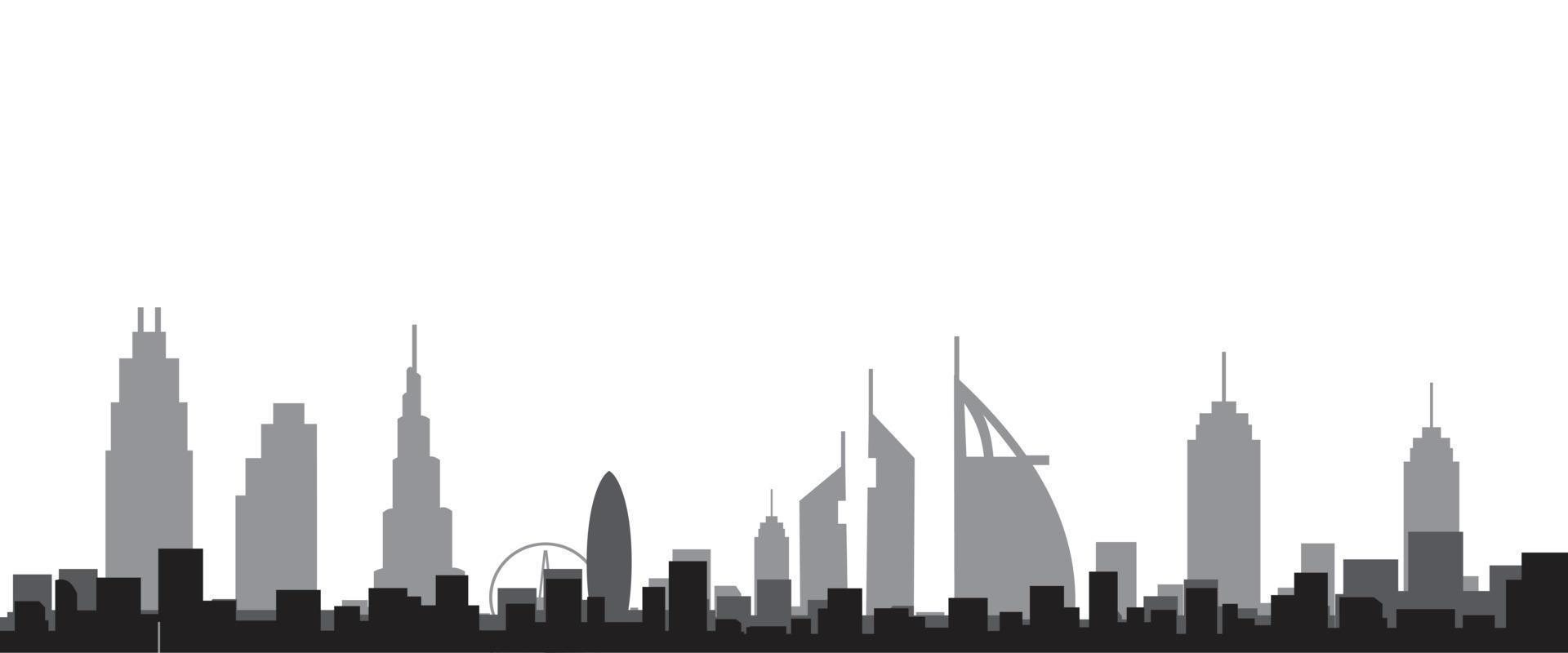 silueta del horizonte de la ciudad de Dubai. ilustración vectorial vector
