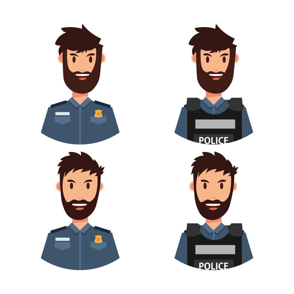 establecer la ilustración de vector de carácter policial