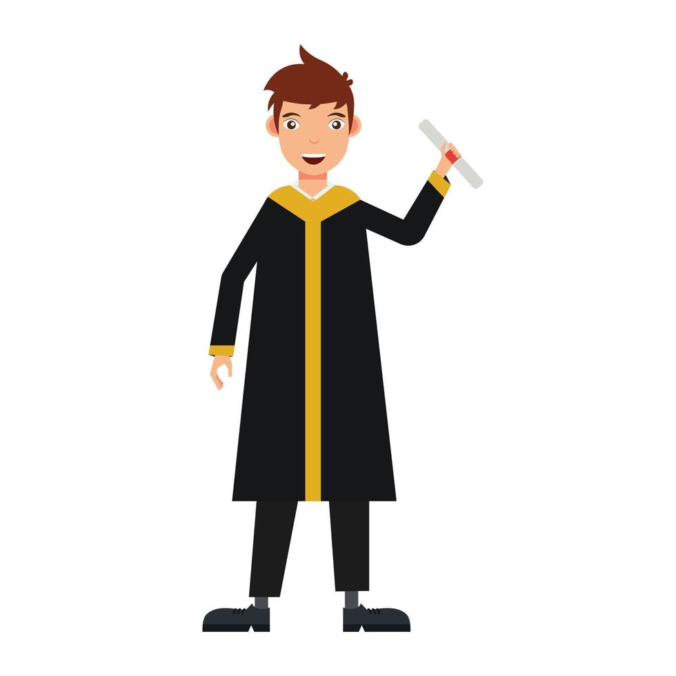 happy student graduates character, vector illustration