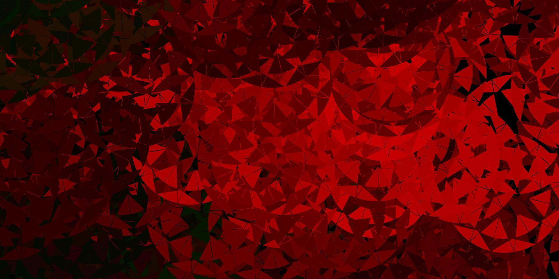 Dark green, red vector background with triangles.