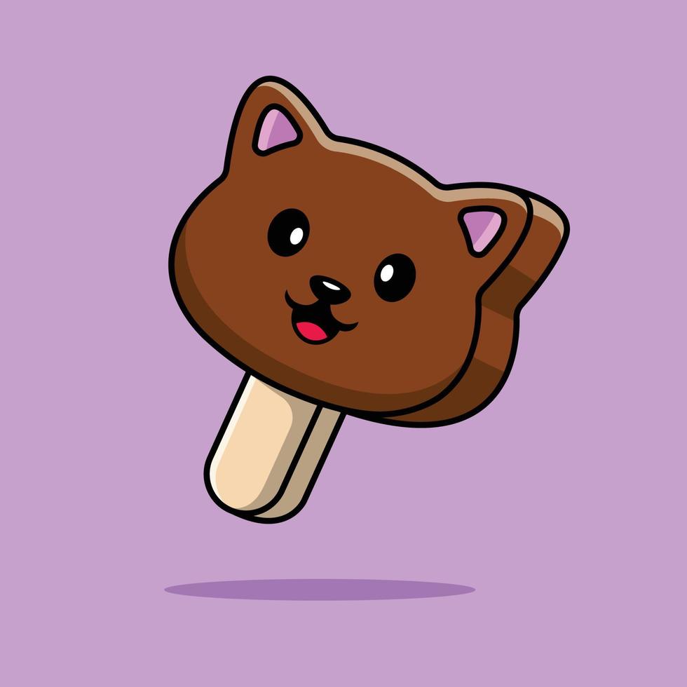 lindo gato helado chocolate dibujos animados vector icono ilustración. concepto de icono de comida animal vector premium aislado.