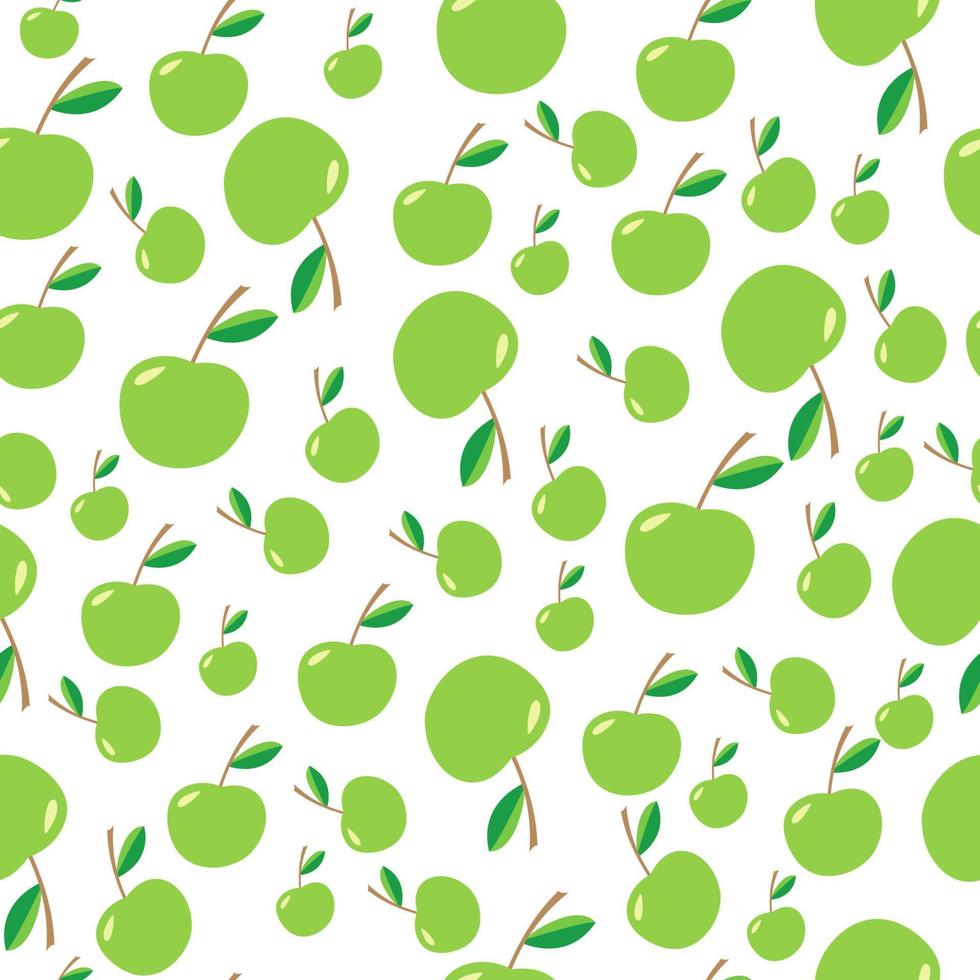 patrón sin costuras en las manzanas verdes vector