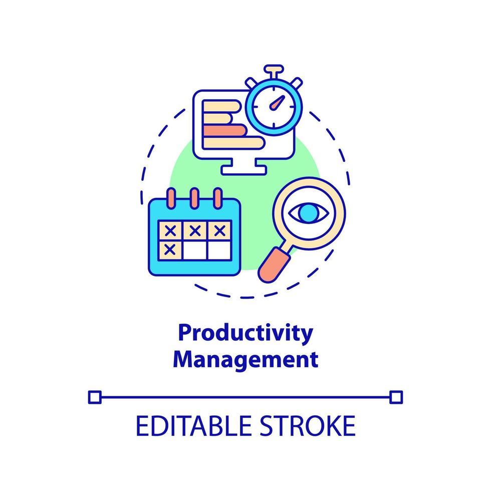 Productivity management concept icon. Workflow control. Tool for online workplace abstract idea thin line illustration. Isolated outline drawing. Editable stroke. vector