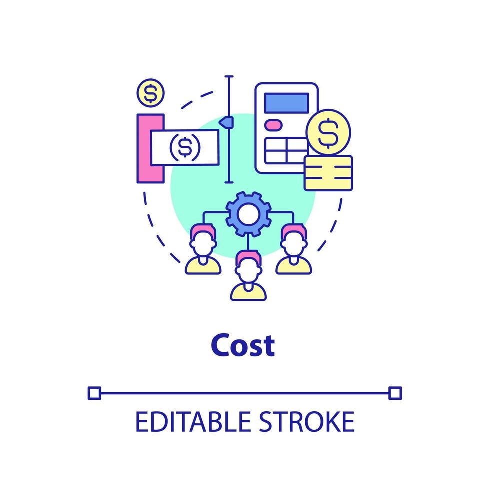 Cost concept icon. Lower price of service. Advantage of online collaboration abstract idea thin line illustration. Isolated outline drawing. Editable stroke. vector