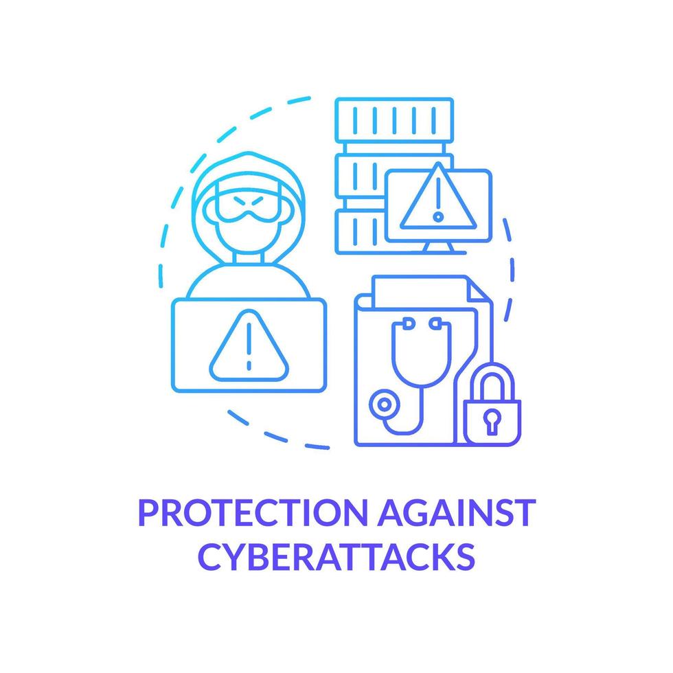 Protection against cyberattacks blue gradient concept icon. Defending electronic health records abstract idea thin line illustration. Isolated outline drawing. vector