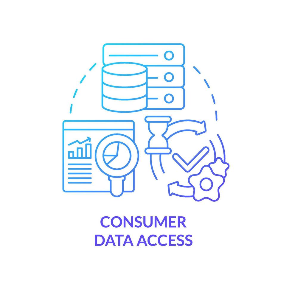 Consumer data access blue gradient concept icon. Medical management trouble abstract idea thin line illustration. Patient data requests. Isolated outline drawing. vector