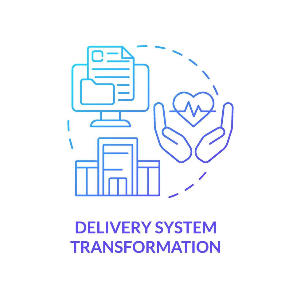 Delivery system transformation blue gradient concept icon. Healthcare problem abstract idea thin line illustration. Future of medicine. Isolated outline drawing. vector