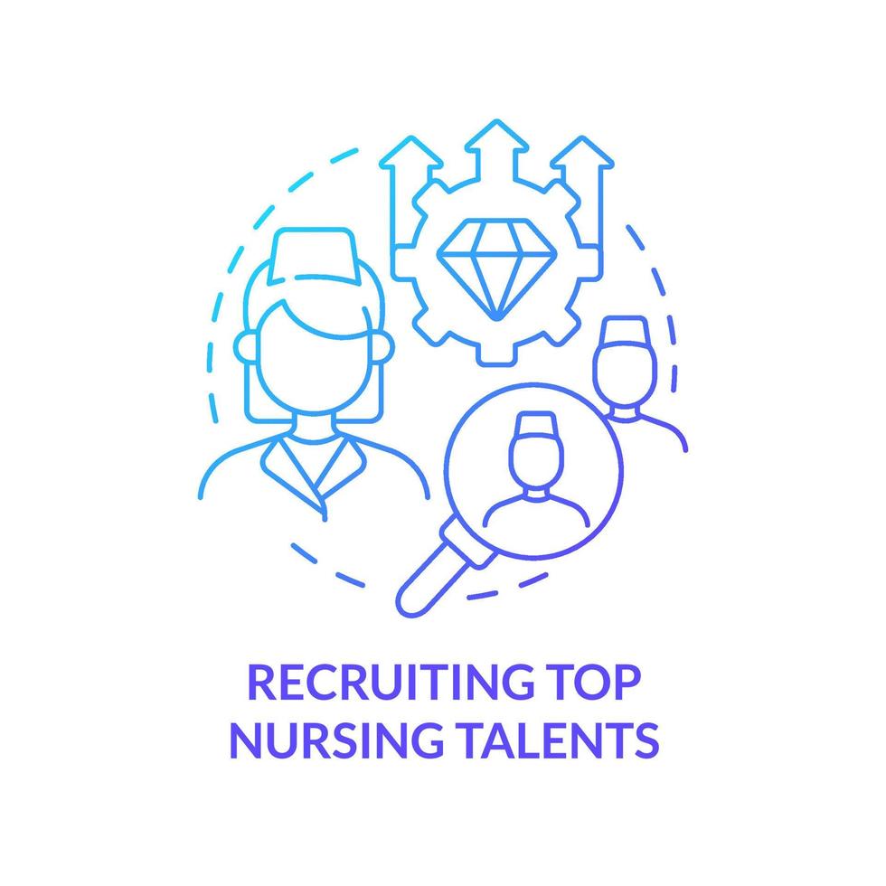 Recruiting top nursing talents blue gradient concept icon. Medical management abstract idea thin line illustration. Qualified nurses. Isolated outline drawing. vector