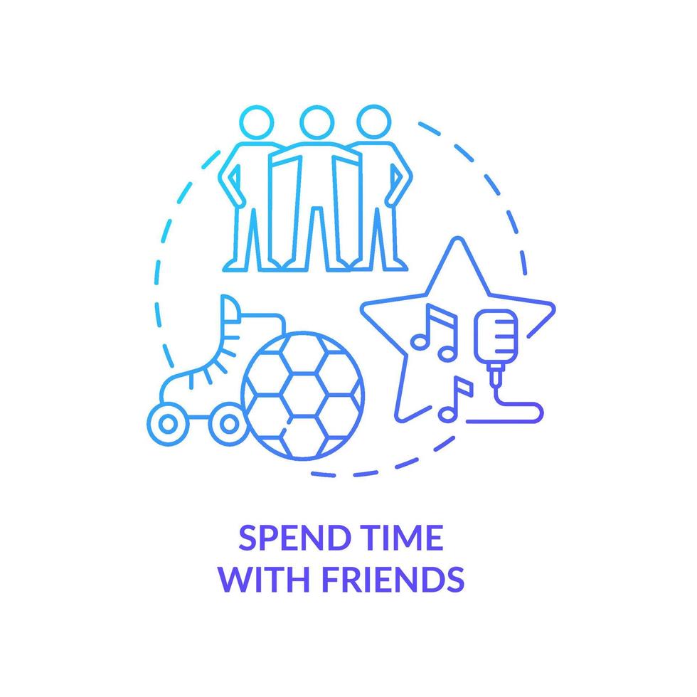 Spend time with friends blue gradient concept icon. Building healthy relationships abstract idea thin line illustration. Mutual respect. Isolated outline drawing. vector