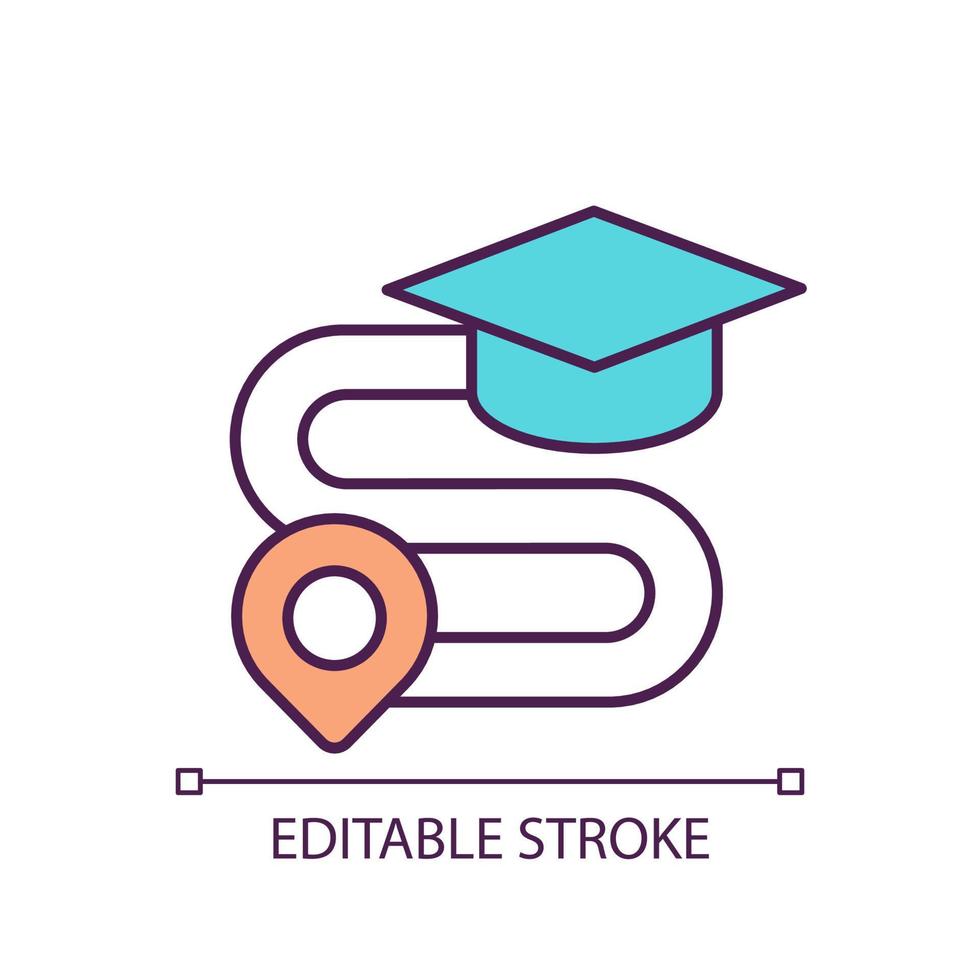 Way to get education RGB color icon. Students support and learning innovation. Incentives for learners. Isolated vector illustration. Simple filled line drawing. Editable stroke.