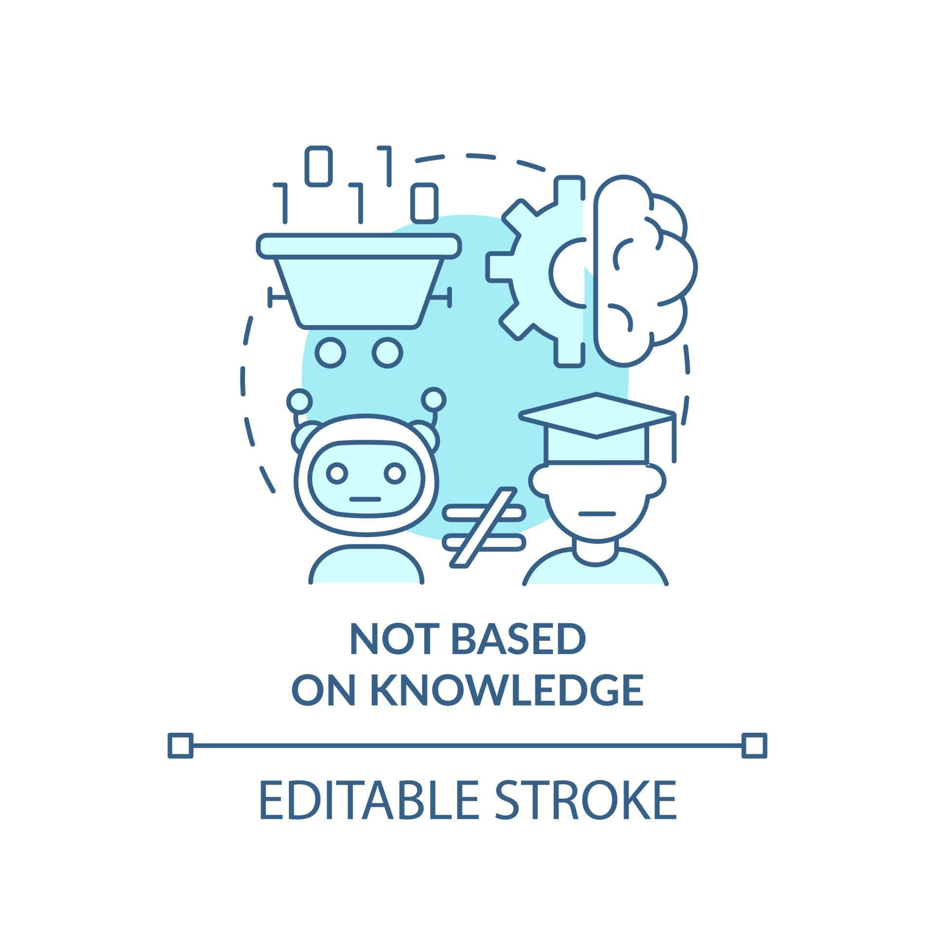 Not based on knowledge turquoise concept icon. Drawback of machine ...
