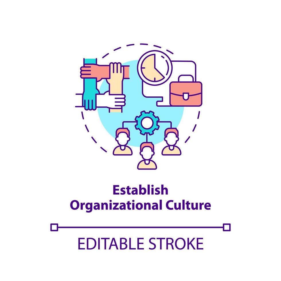 Establish organizational culture concept icon. Step to start virtual office abstract idea thin line illustration. Isolated outline drawing. Editable stroke. vector