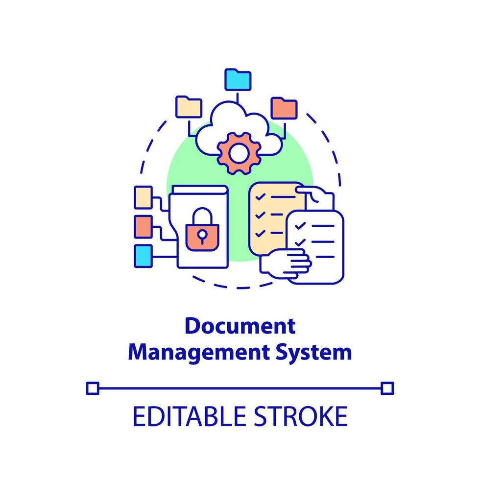 Document management system concept icon. Tool for online workplace abstract idea thin line illustration. Isolated outline drawing. Editable stroke. vector