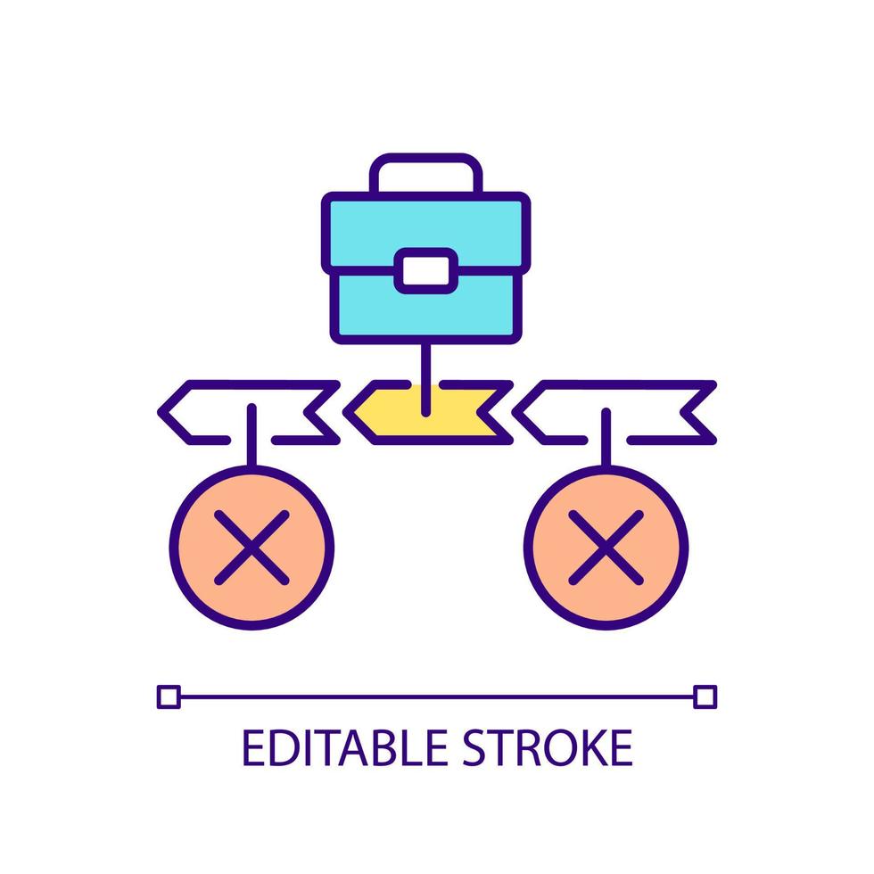 Business process stagnation RGB color icon. Project and strategy slump. Inactive work process. Isolated vector illustration. Simple filled line drawing. Editable stroke.