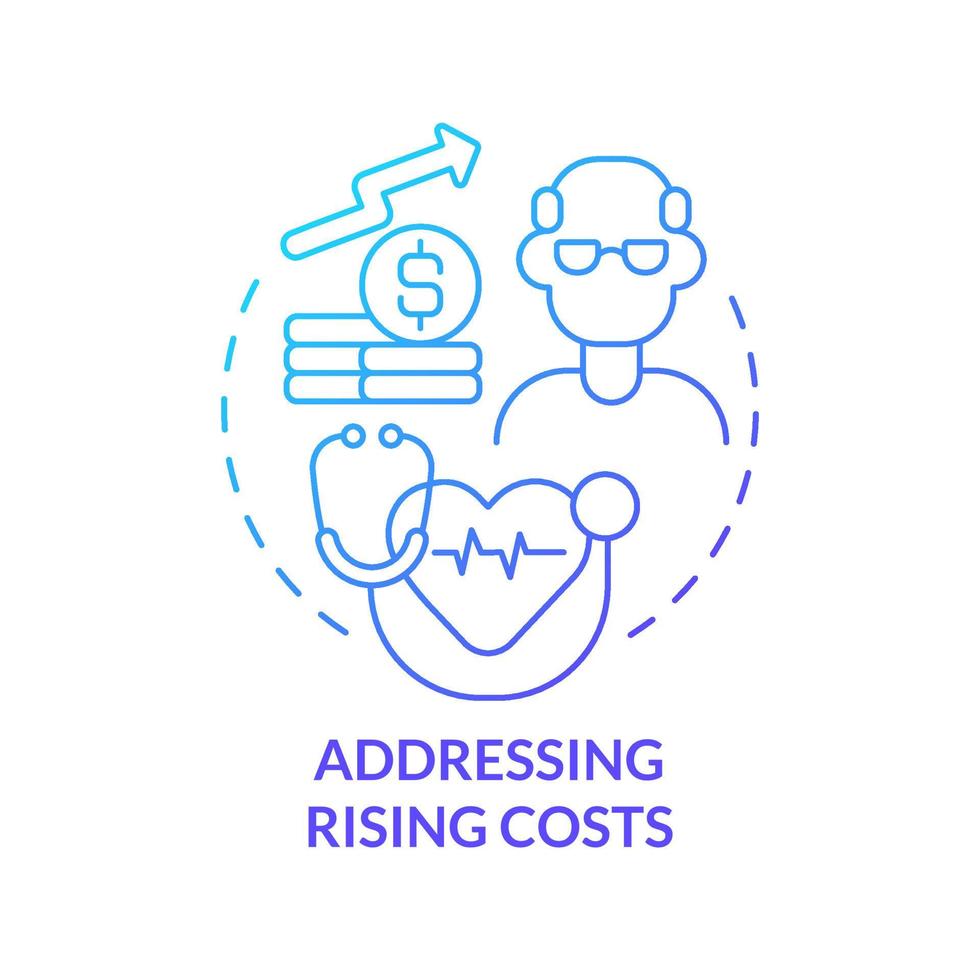 abordar el aumento de los costos icono de concepto de gradiente azul. dificultad sanitaria idea abstracta ilustración de línea delgada. crisis de salud pública. dibujo de contorno aislado. vector