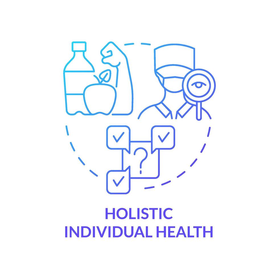 Holistic individual health blue gradient concept icon. Medical management issue abstract idea thin line illustration. Holistic medicine. Isolated outline drawing. vector