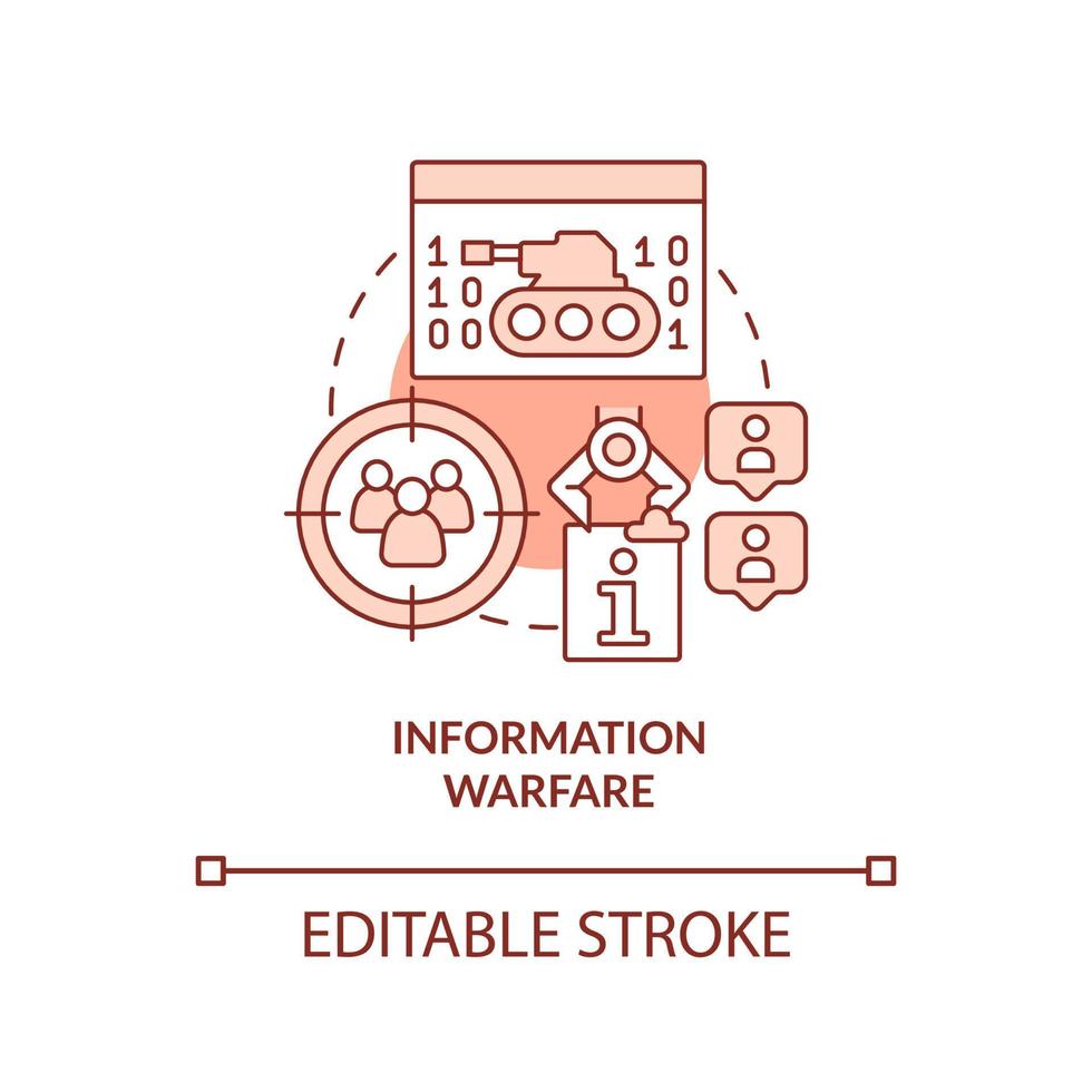 Information warfare red concept icon. Facts manipulation. Basic definition abstract idea thin line illustration. Isolated outline drawing. Editable stroke. vector