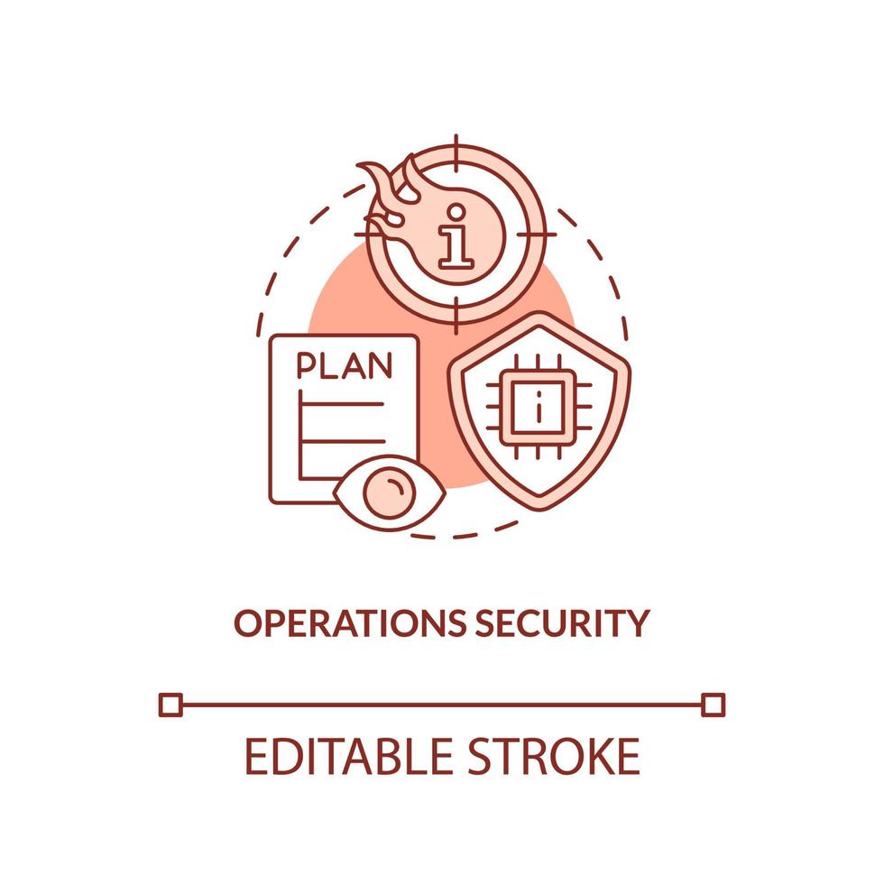 Operations security red concept icon. Intelligence defense. Information operations abstract idea thin line illustration. Isolated outline drawing. Editable stroke. vector