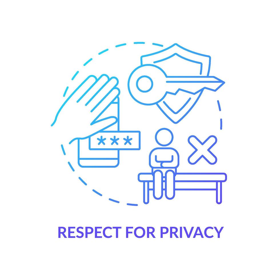 Respect for privacy blue gradient concept icon. Image of healthy relationships abstract idea thin line illustration. Limiting access. Isolated outline drawing. vector