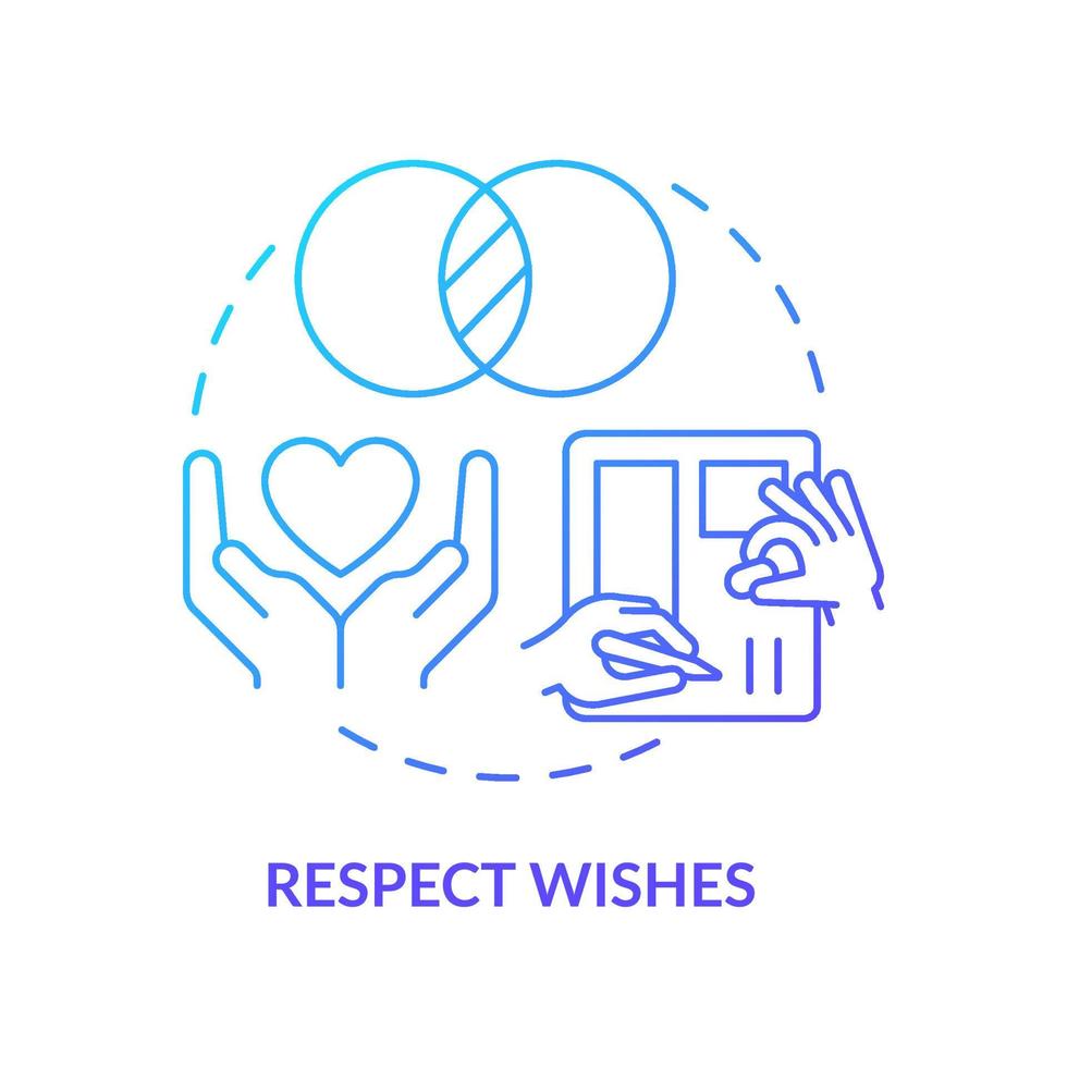 Respect wishes blue gradient concept icon. Build healthy relationships abstract idea thin line illustration. Compromising with partner. Isolated outline drawing. vector