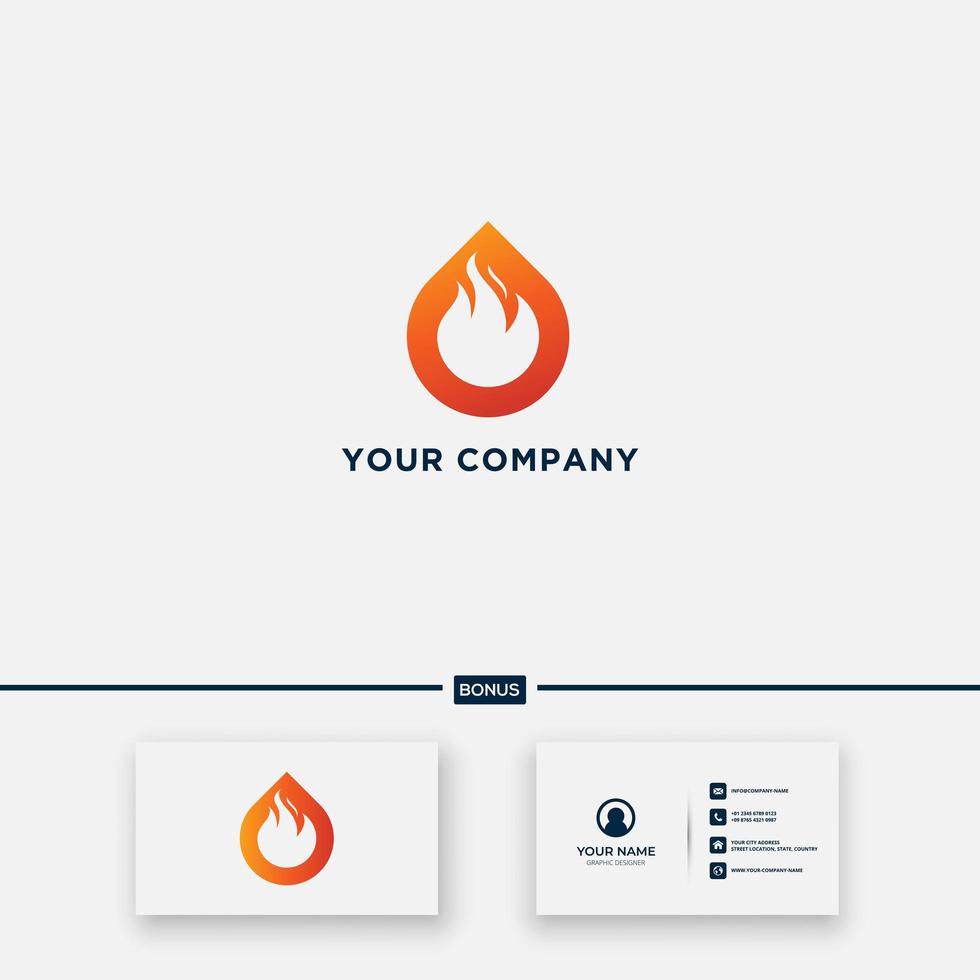 Abstract logo shaped red flame and drop oil vector